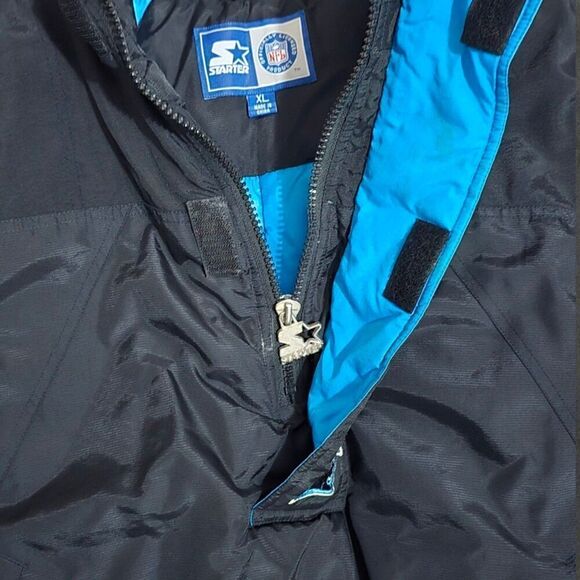 Vintage Starter NFL Carolina Panthers Men’s Pullover Puffer Jacket Black XL - Picture 7 of 7